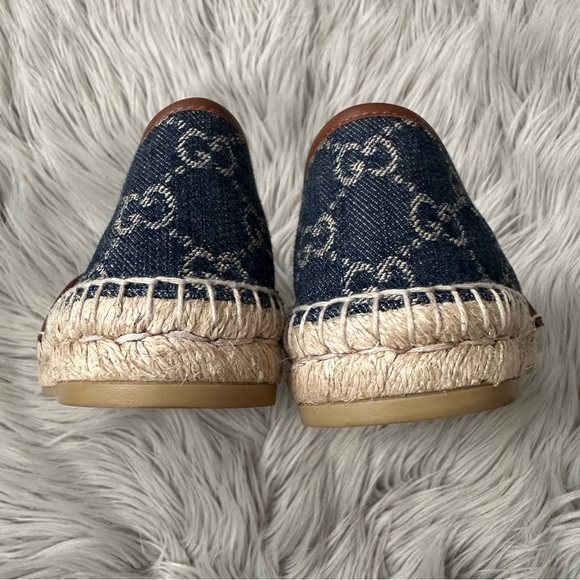 GUCCI Denim GG Monogram Espadrilles Blue Tea Cuir 9.5 - Picture 6 of 10